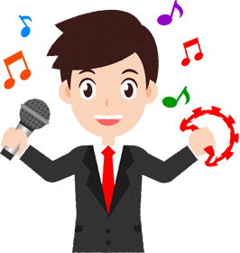 カラオケを歌う人イラスト/スーツ姿の男性