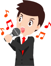 カラオケを歌う人のイラスト/スーツ姿の男性_熱唱する