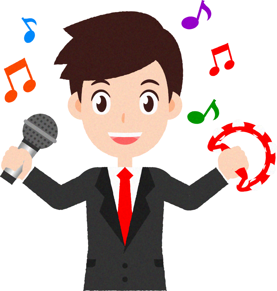 カラオケを歌う人イラスト/スーツ姿の男性