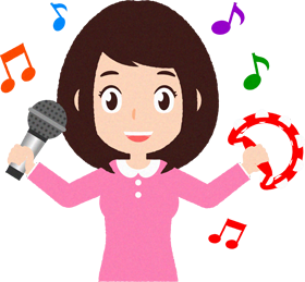 カラオケを歌う人のイラスト/女性