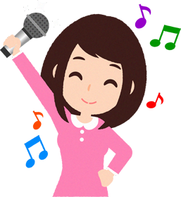 カラオケを歌う人のイラスト/女性_今日はたくさん歌っちゃうぞ♪