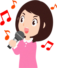 カラオケを歌う人のイラスト/女性_熱唱する