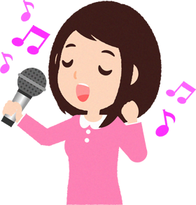 カラオケを歌う人のイラスト/女性_優しく歌う