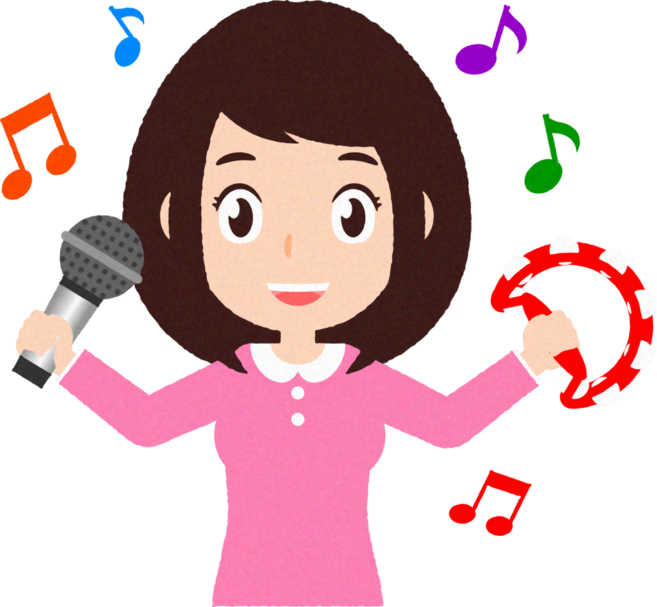 カラオケを歌う人のイラスト/女性