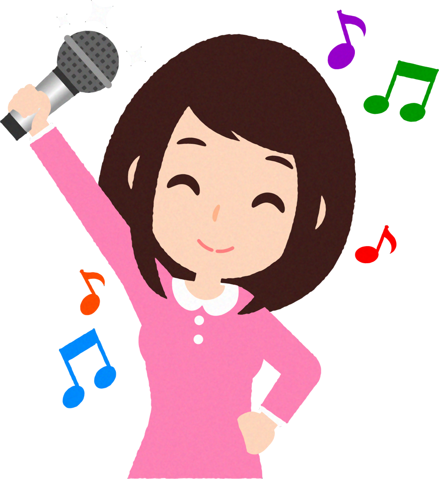 カラオケを歌う人のイラスト/女性_今日はたくさん歌っちゃうぞ♪