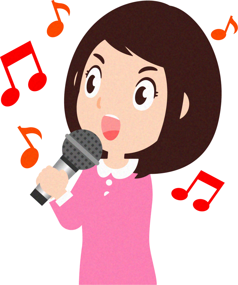 カラオケを歌う人のイラスト/女性_熱唱する
