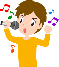 カラオケを歌う人のイラスト/男性_元気よく歌う
