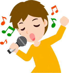 カラオケを歌う人のイラスト/男性_気持ちよく歌う