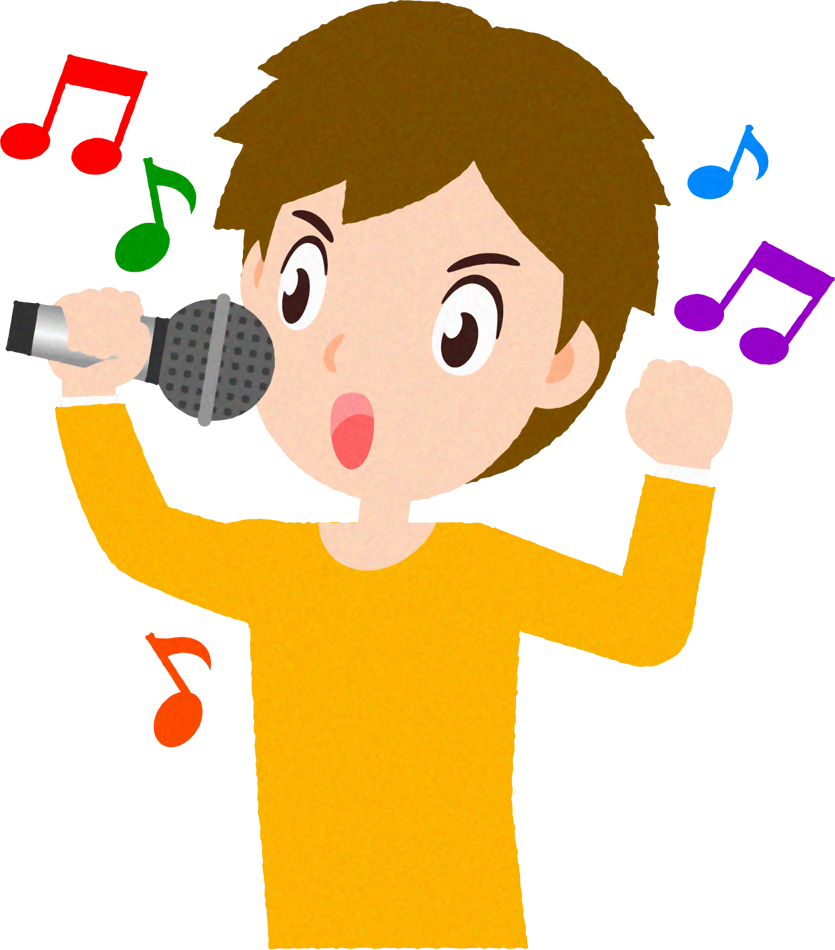 カラオケを歌う人のイラスト/男性_元気よく歌う