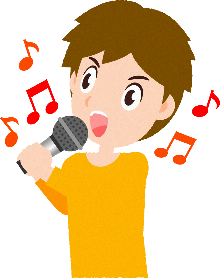 カラオケを歌う人のイラスト/男性_熱唱する