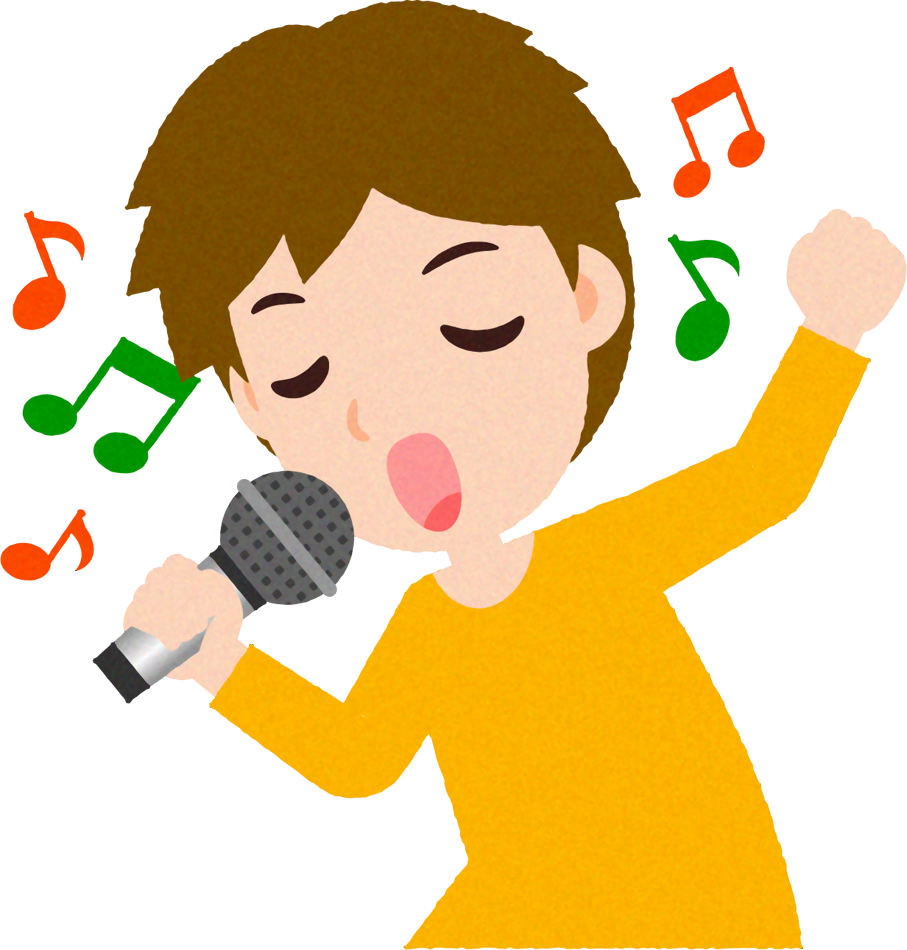 カラオケを歌う人のイラスト/男性_気持ちよく歌う