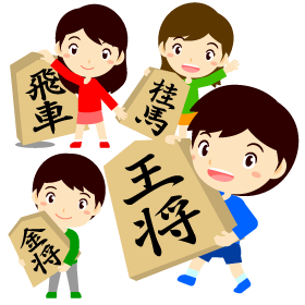 将棋をする子供達のイラスト