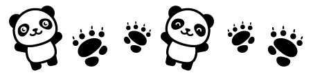 パンダと足跡ライン・罫線イラスト