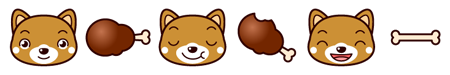 犬と骨付き肉ライン・罫線イラスト