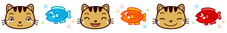 猫と魚ライン・罫線イラスト