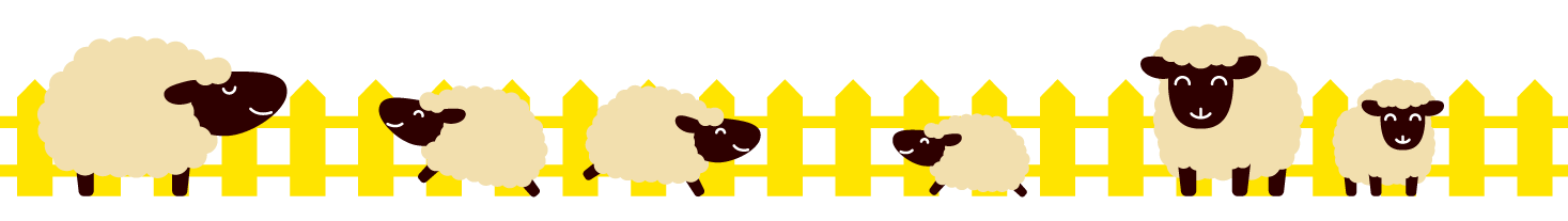 羊と牧場ライン・罫線イラスト