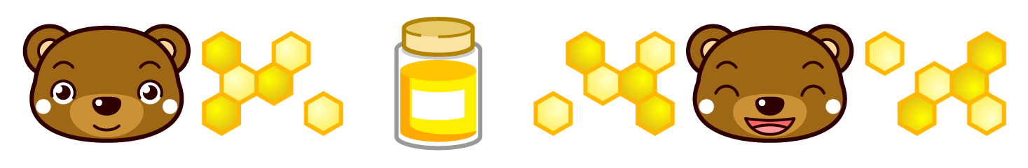 くまと蜂蜜ライン・罫線イラスト