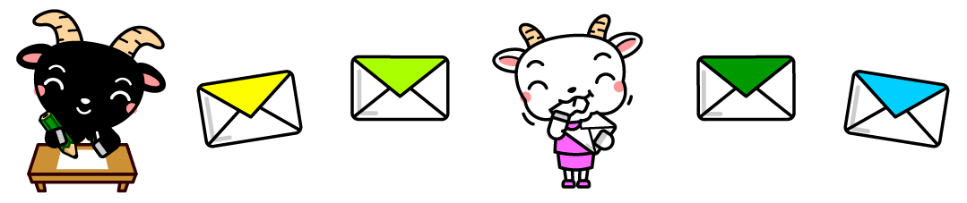 黒ヤギさんからの手紙を読まずに食べた白ヤギさんライン・罫線イラスト