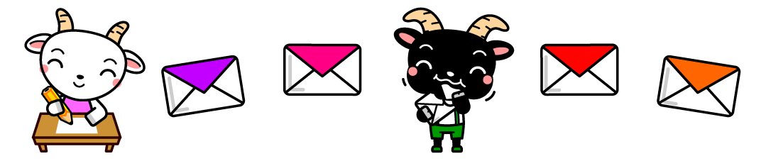 白ヤギさんからの手紙を読まずに食べた黒ヤギさんライン・罫線イラスト