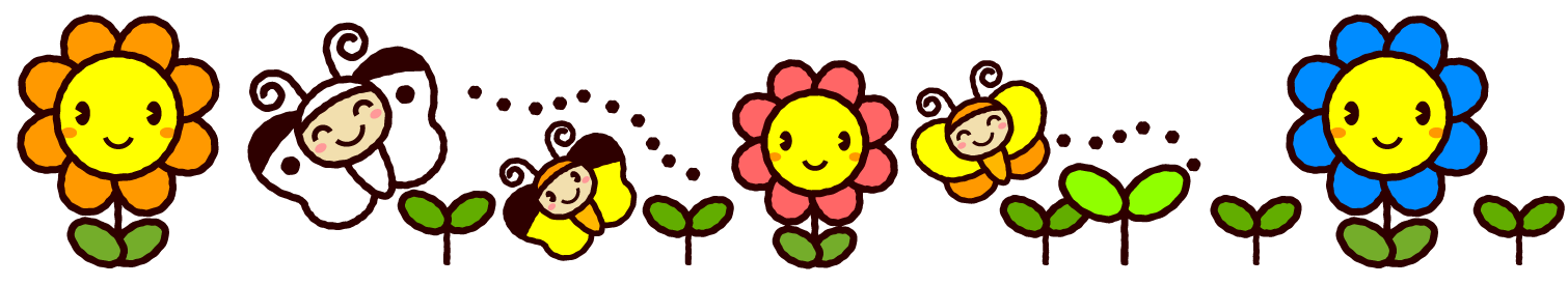 花とちょうちょライン・罫線イラスト