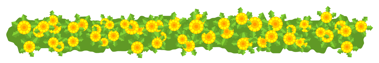 たんぽぽがいっぱいのライン・罫線イラスト