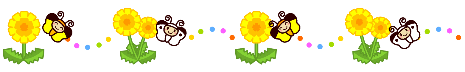 たんぽぽと蝶のライン・罫線イラスト