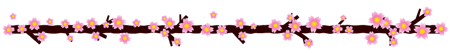 桜の花ライン・罫線イラスト/枝に咲いた桜