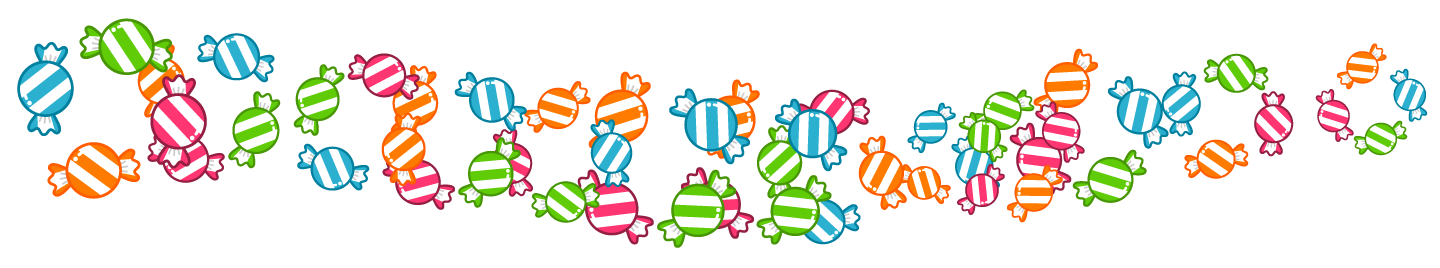 たくさんのキャンディーのライン・罫線イラスト