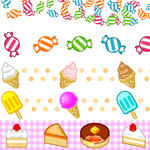 お菓子のライン・罫線イラスト