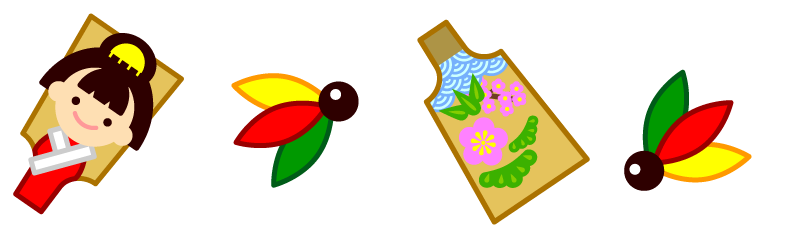 羽子板のライン・罫線イラスト