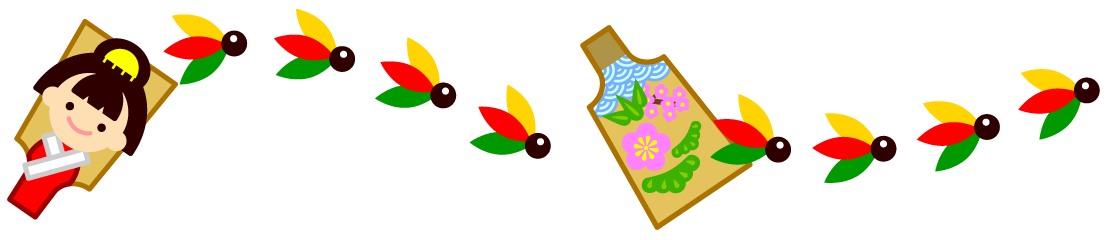 羽子板を打つライン・罫線イラスト