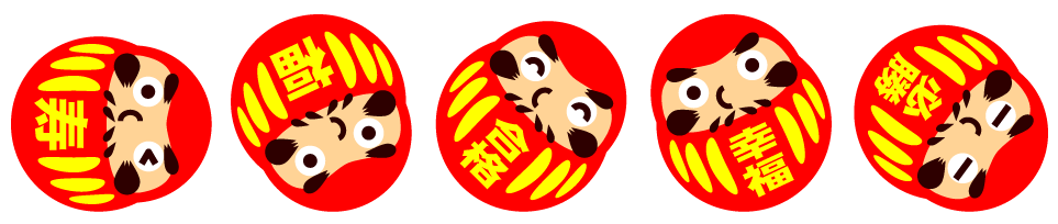 転がる達磨のライン・罫線イラスト