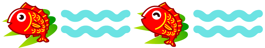 鯛と波線のライン・罫線イラスト