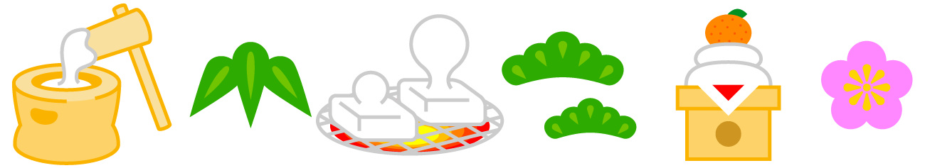 正月の餅のライン・罫線イラスト