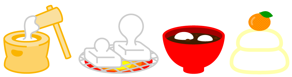 お餅のライン・罫線イラスト