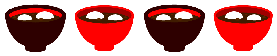 ぜんざいと雑煮のライン・罫線イラスト