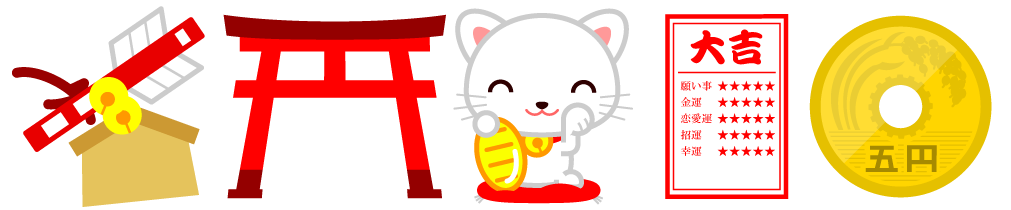 初詣のライン・罫線イラスト