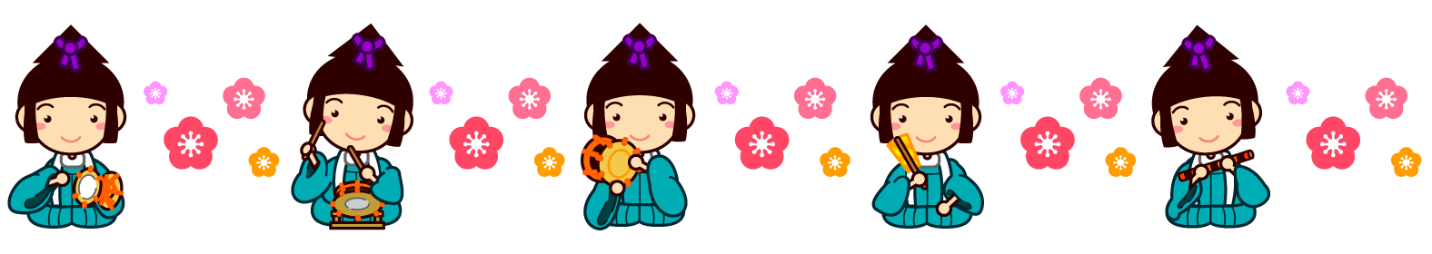 五人囃子ライン・罫線イラスト