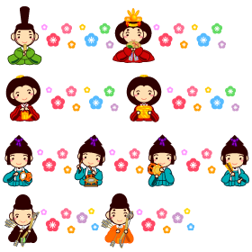 ひな祭りのライン・罫線イラスト