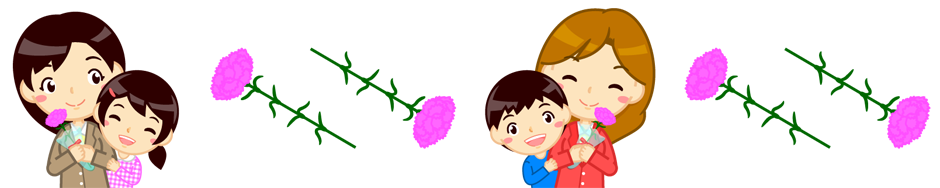 母の日のライン・罫線イラスト