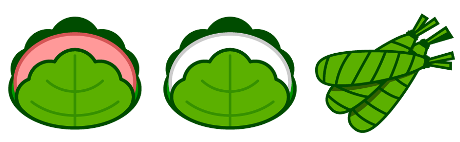 5月の和菓子のライン・罫線イラスト