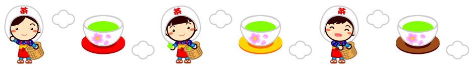 茶摘みと緑茶のライン・罫線イラスト