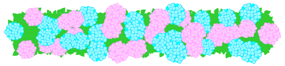 紫陽花のライン・罫線イラスト