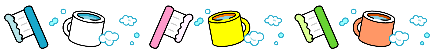 歯ブラシとコップのライン・罫線イラスト