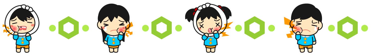 虫歯になった子供達のライン・罫線イラスト