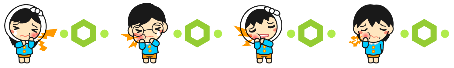 虫歯になった子供達のライン・罫線イラスト2