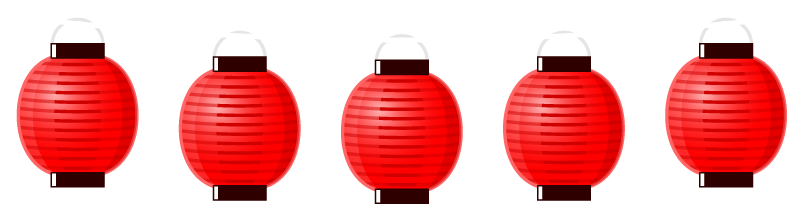 赤い提灯ライン・罫線イラスト