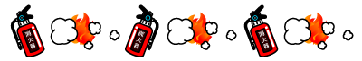 消火器と炎のライン・罫線イラスト