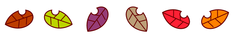 葉の欠けた落ち葉ライン・罫線イラスト