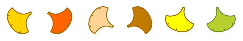 銀杏の葉ライン・罫線イラスト